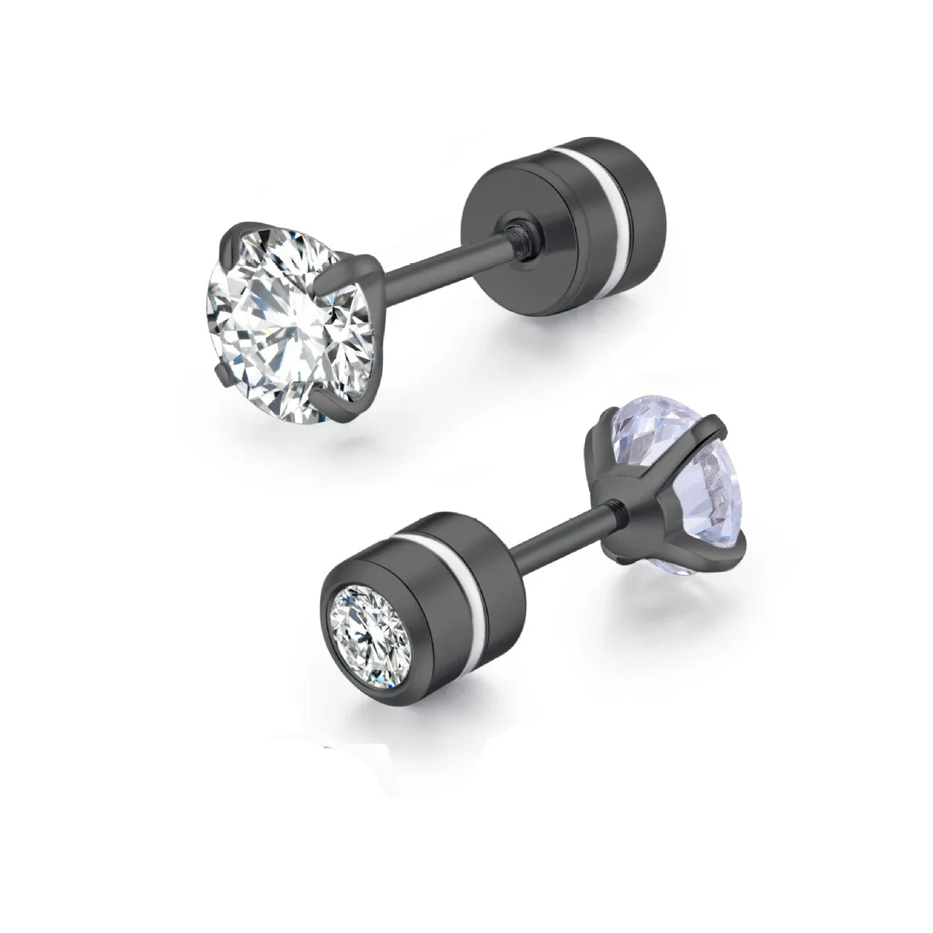 Medical Stainless Steel Zircon Ear Stud Earrings – Hypoallergenic Crystal Cartilage & Tragus Piercing Jewelry with Screw Back