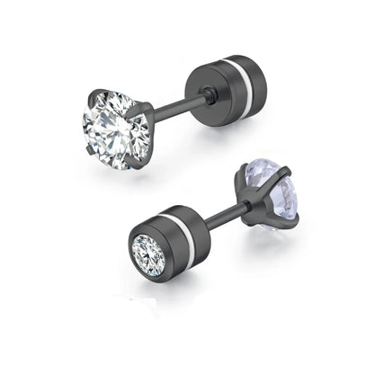 Medical Stainless Steel Zircon Ear Stud Earrings – Hypoallergenic Crystal Cartilage & Tragus Piercing Jewelry with Screw Back