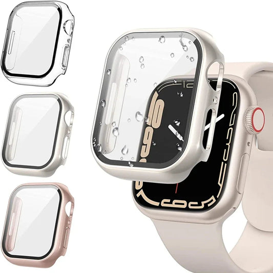 Apple Watch Glass Case Cover - Full Screen Protector for Series 9, 8, 7, 6, SE & iWatch 38mm-45mm
