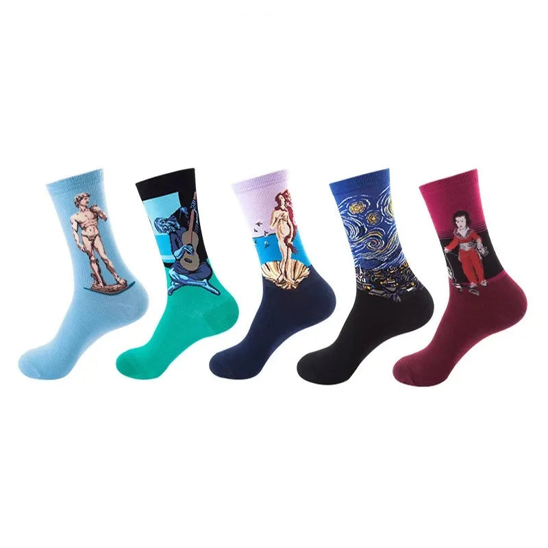 5-Pair Funny Printed Sports Socks - Harajuku Hip Hop Casual Fashion Socks for Men & Women