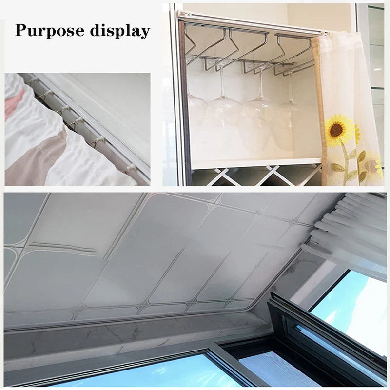 Strong Self-Adhesive Curtain Track: Nano Silent Sliding Top-Mounted or Side-Mounted Window Decor Accessory - No Punching Required