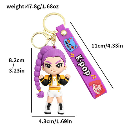 New KPOP Demon Hunters Keychain – Tiger PVC Figure, Cute Harajuku Style Key Ring for Kids & Fans