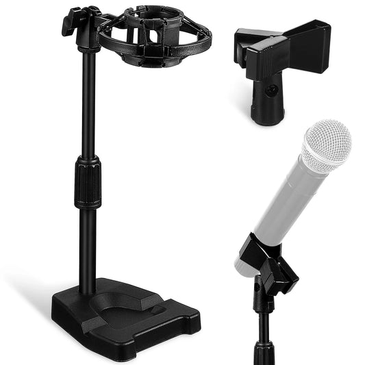 Retractable Desktop Microphone Stand - Adjustable Desk Mic Holder Clip for Live Streaming, Recording & Broadcasting
