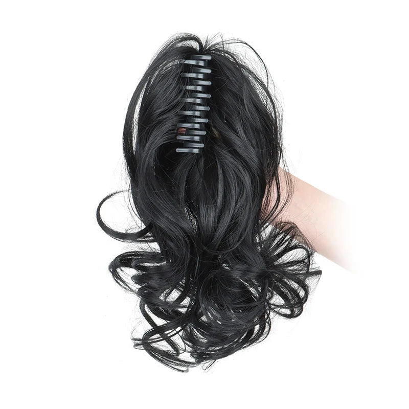 Synthetic 12-Inch Curly Claw Clip Ponytail – Short Ponytail Extensions for Women, Black Brown Blonde Hairpiece