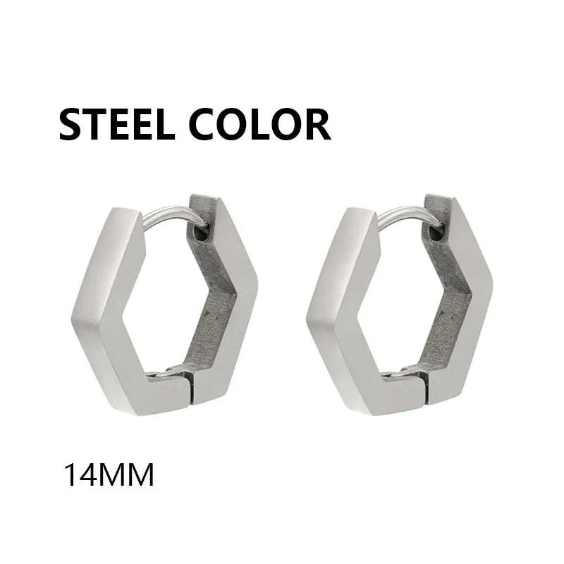 Stainless Steel Triangle Earrings - Unisex Punk Rock Geometric Push-Back Jewelry for Men & Women