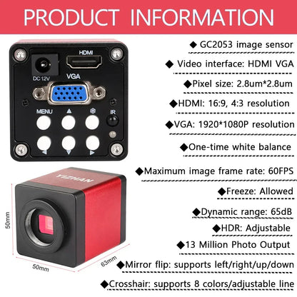 1-150X Zoom Lens Digital Microscope – 4K 48MP HD Industrial Camera with HDMI & Type C for Electronics Soldering