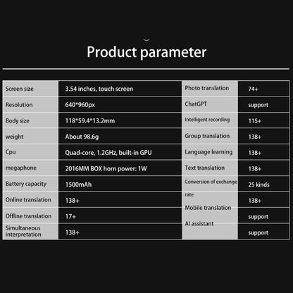 Portable S85 Language Translator Device - 138 Languages, Voice & Offline Translation, Video Recording Support