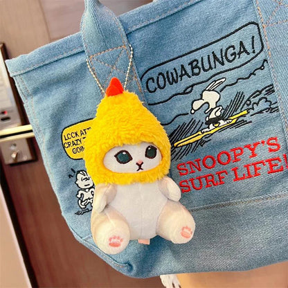 Kawaii Tempura Shrimp Shark Cat Plush Keychain — Cute Mofusand Anime Pendant Backpack Gift for Girlfriend