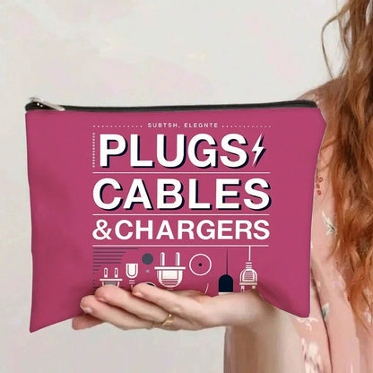 Cute Cable & Charger Organizer Pouch - Zipper Storage Bag for Makeup, Cosmetics, Tech Accessories, and Travel