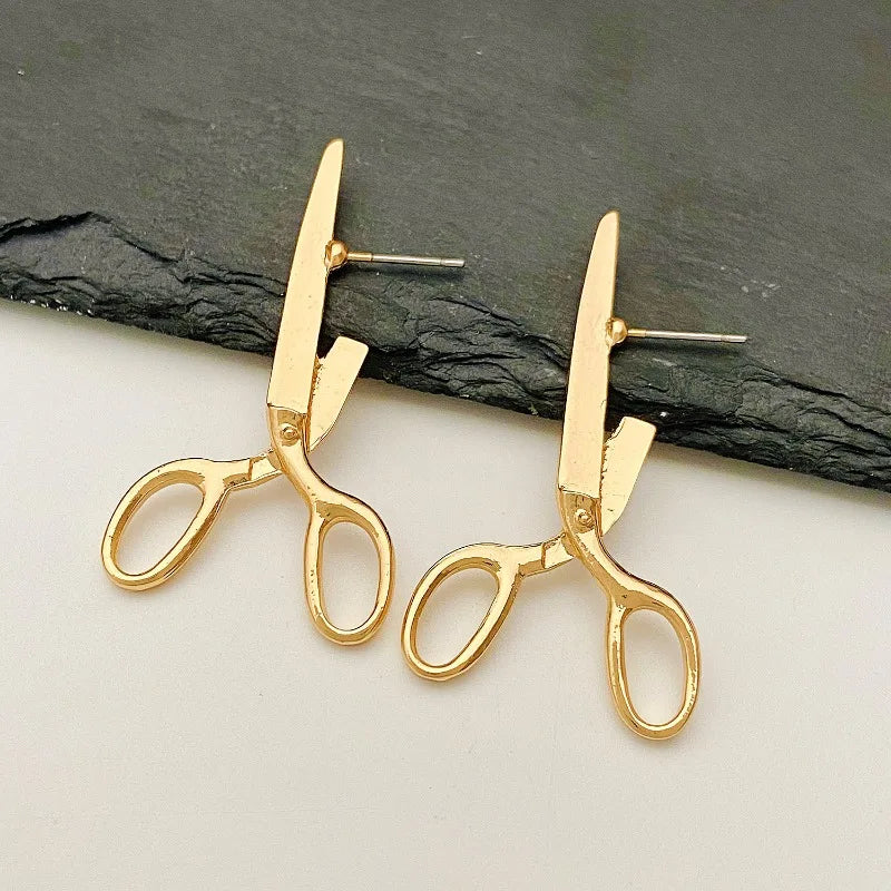 Retro Scissors Stud Earrings - Creative Hip Hop Style Women’s Party Fashion Jewelry Gift