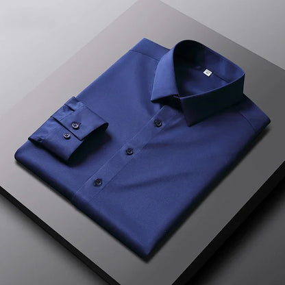 Men's Long Sleeve Dress Shirt - Solid Color Wrinkle Resistant Business Casual Top