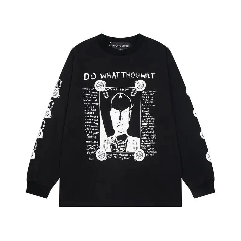 Washed Casual Hoodie Sweatshirt — Unisex Loose-Fit Street Style Crew Neck with Lip Print Letter Design, Vintage Comfortable Top