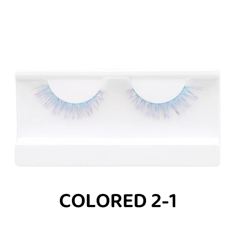 Colorful Halloween False Eyelashes – Blue, Red & Pink Cosplay Fake Lash Extensions for Makeup Looks