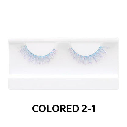 Colorful Halloween False Eyelashes – Blue, Red & Pink Cosplay Fake Lash Extensions for Makeup Looks
