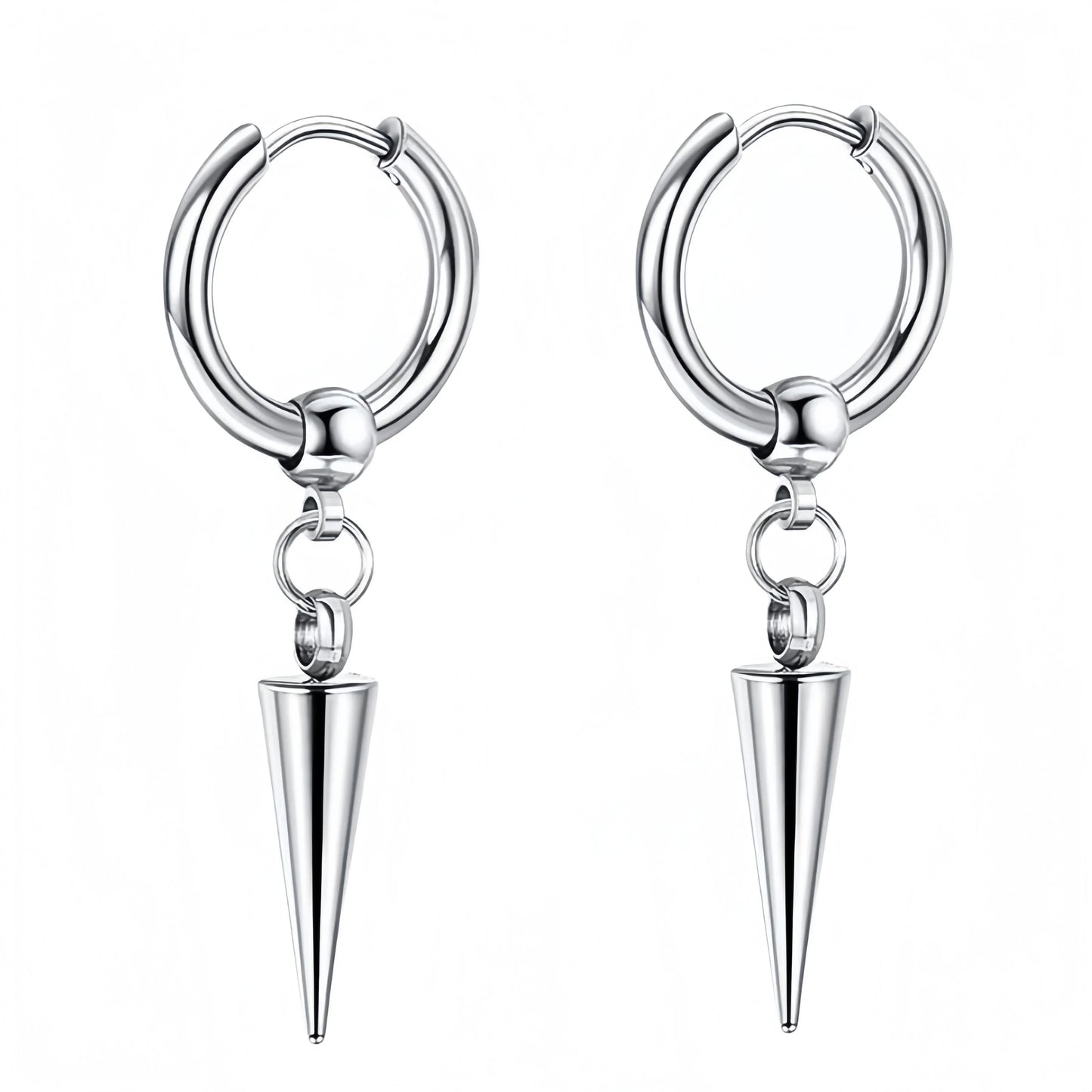 Long Hanging Cross & Leaf Hoop Earrings – Vintage Stainless Steel Hip Hop Unisex Jewelry Accessories