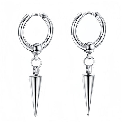 Long Hanging Cross & Leaf Hoop Earrings – Vintage Stainless Steel Hip Hop Unisex Jewelry Accessories
