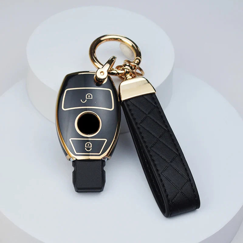 Car Key Case Cover – Key Bag Accessories for Mercedes Benz A/B/C/S Class, AMG, GLA, CLA, GLC W176/W221/W204/W205 Fob Keychain