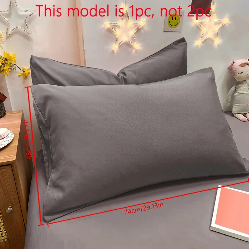 Matte Solid Color Pillowcase - Soft Pocket Sealed Bedroom Bedding Cover