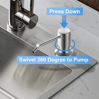 500ml Stainless Steel Liquid Soap Dispenser — Hand Press Pump Bottle for Kitchen Sink