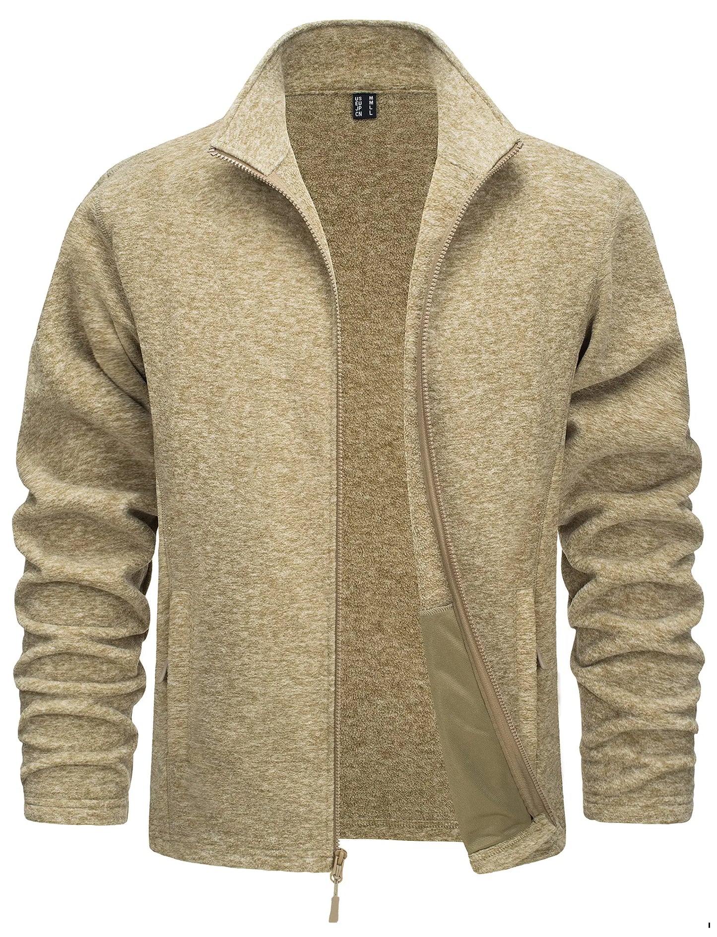 TACVASEN Men’s Lightweight Fleece Jacket - Full Zip Spring Casual Outdoor Sportswear with Pockets & Stand Collar