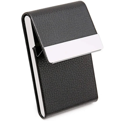 Slim PU Leather Business Card Holder Case – Metal Pocket Holder with Magnetic Closure for Name Cards