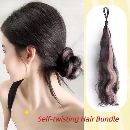 50cm Synthetic Self-Winding Ball Head Wig Hair Bundle – Highlight DIY Bun for Women, Volume-Boosting Bud Hair Extension