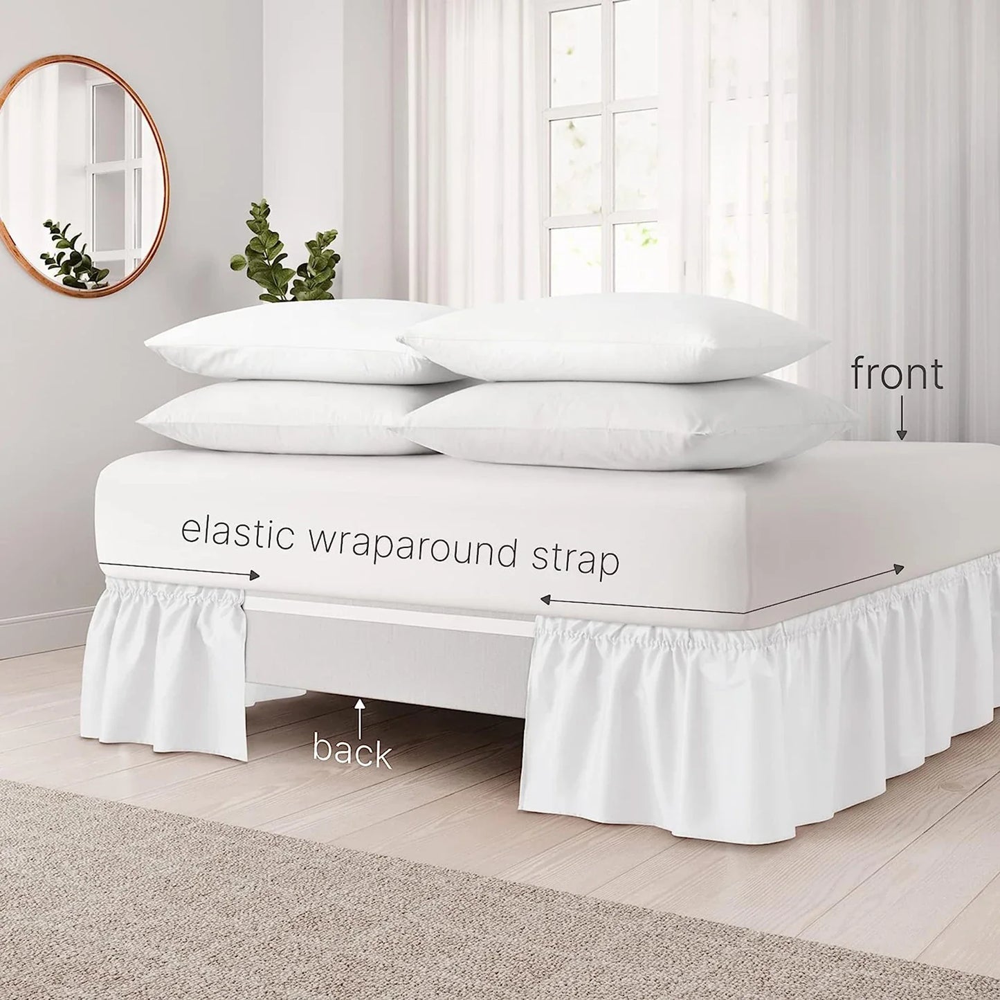 Elastic Wrap-Around Bed Skirt – Soft Fade-Resistant Ruffle Bed Cover & Mattress Protector (Couvre Lit Style)
