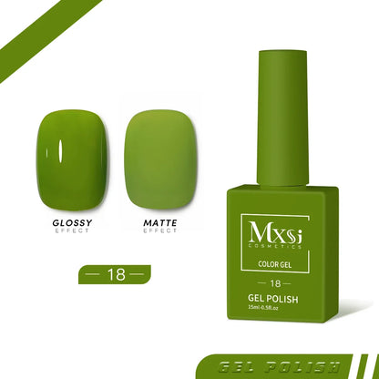 Mxsi 15ml Gel Nail Polish - Neon Brown, Royal Blue, Red, Green & Nude UV Gel Lacquer Colors for Nail Art