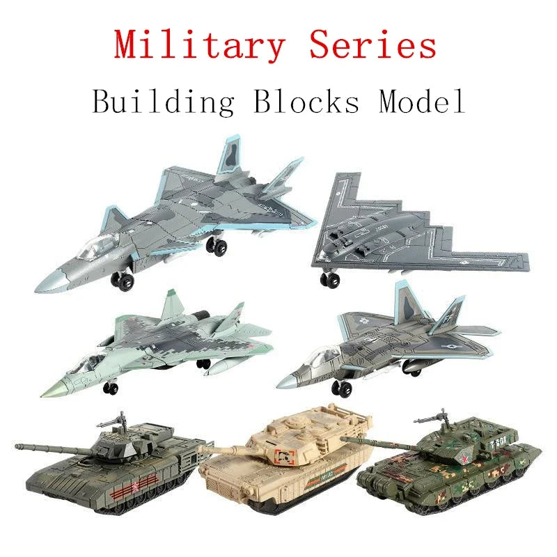 Military Building Blocks Set - F22 Fighter Jet M1A2 Tank & Helicopter Model Toys for Boys Christmas Gifts