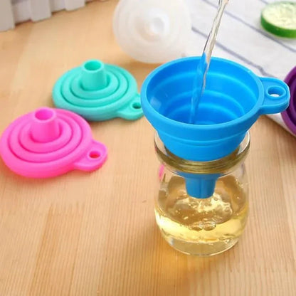 Mini Silicone Foldable Funnel - Collapsible Portable Funnel for Kitchen, Oil, Fuel & More