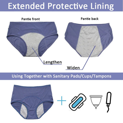 5-Pack Women’s Leak-Proof Menstrual Panties – Plus Size L-8XL Waterproof Period Underwear