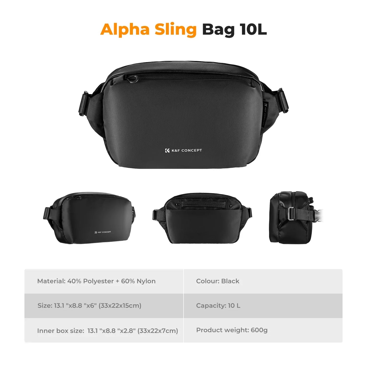K&F CONCEPT 10L Camera Shoulder Bag - Lightweight Travel Sling Bag for Cameras & DJI Drones