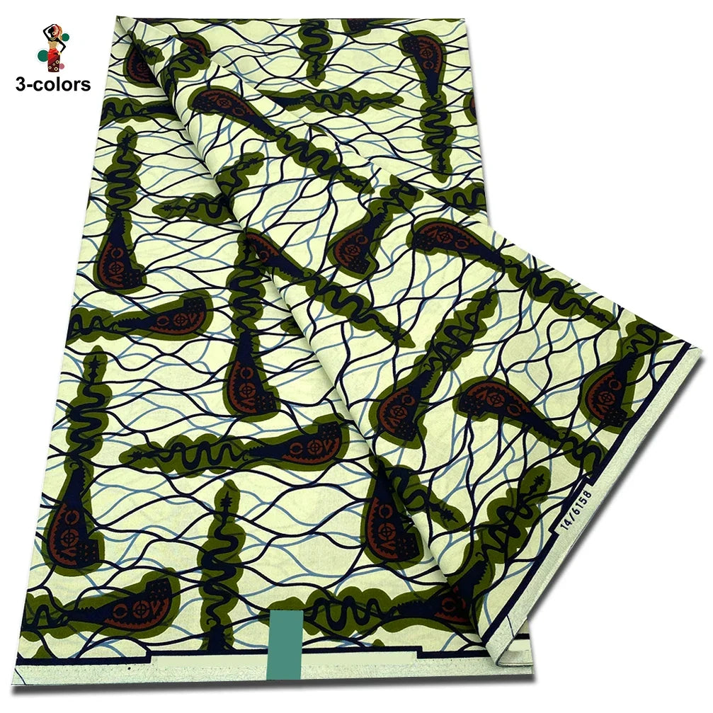 African Real Wax Print Fabric - 100% Cotton Soft Ankara Pagne Material for Dresses