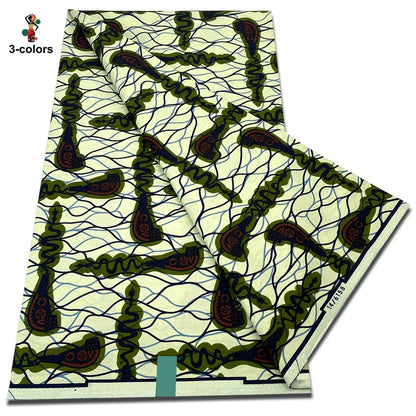 African Real Wax Print Fabric - 100% Cotton Soft Ankara Pagne Material for Dresses