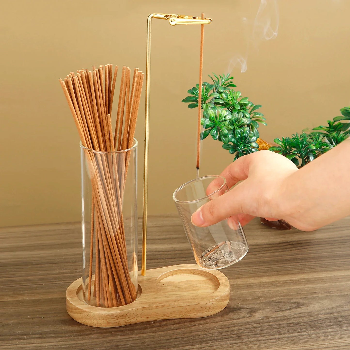 Incense Stick Holder with Ash Catcher — 2-in-1 Organizer and Anti-Flying Ash Burner