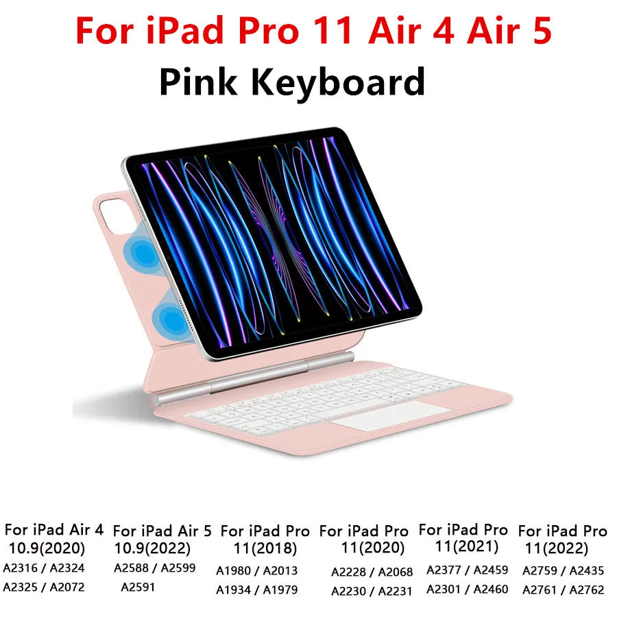 TouchPad Magic Keyboard Case for iPad Air & iPad Pro - Backlit Smart Cover with Trackpad Support for 11/13 Inch Models