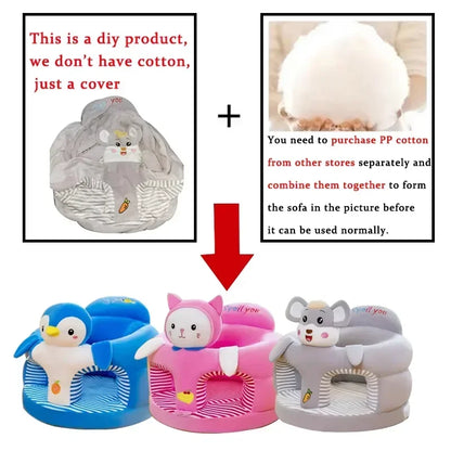 Baby Animal Plush Sofa Cover - Soft Feeding Chair Seat Cover for Toddlers, Comfortable Baby Sofa Cushion Without Filling