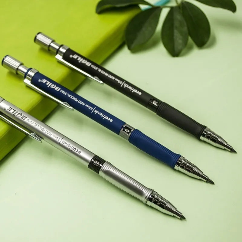 Mechanical Pencil Set 2.0mm – Automatic Pencil with 2B Black & Colored Lead Refills for Writing, Sketching, & Art Drawing