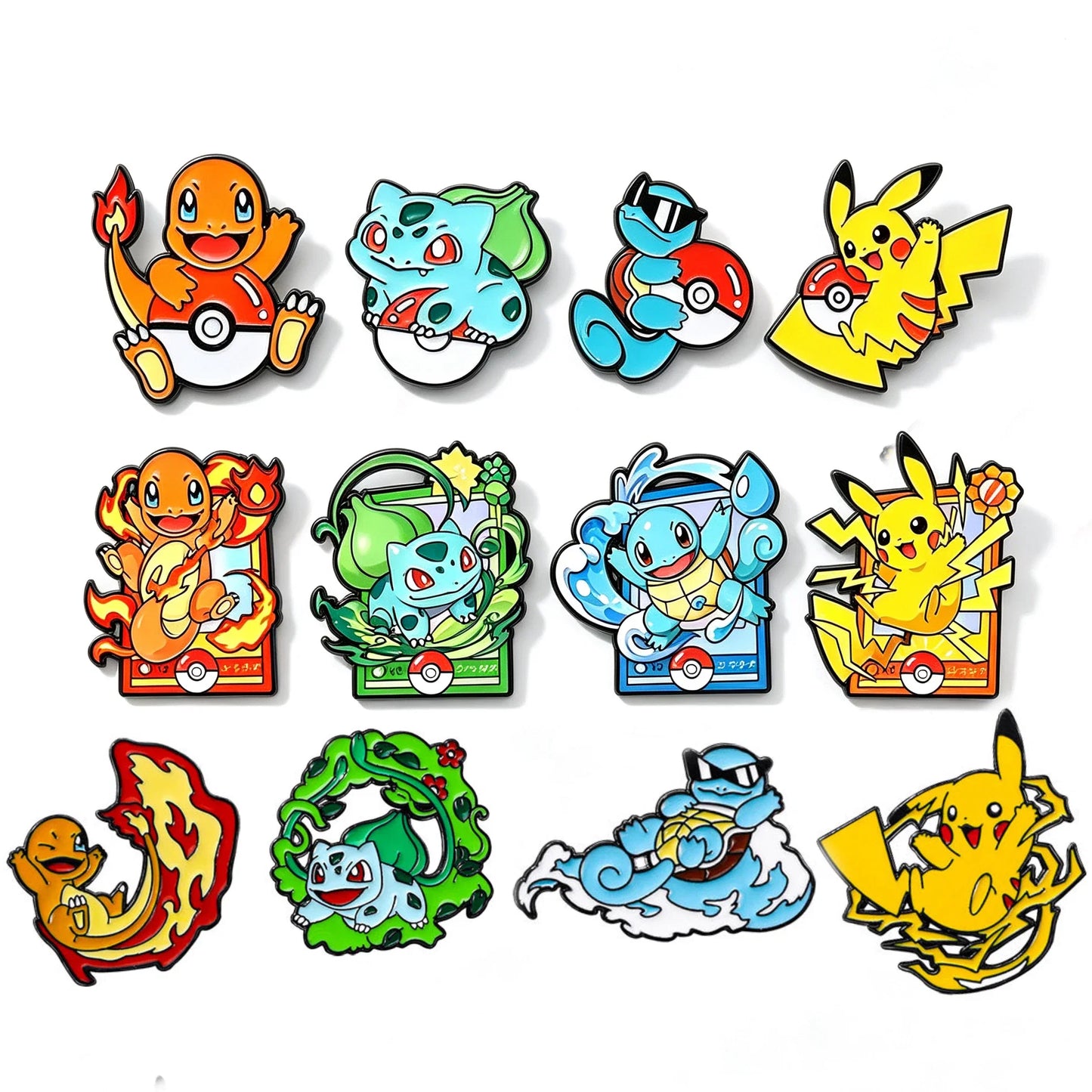 12-Piece Anime Enamel Pin Set - Cute Cartoon Animal Brooches for Backpacks & Gifts