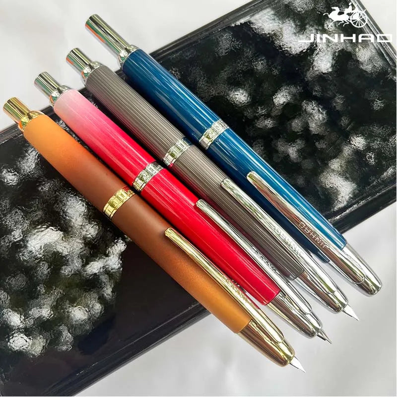 JINHAO Metal Fountain Pen – 10 Brand New Retractable Fine Nibs with Ink Converter