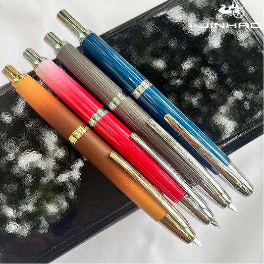 JINHAO Metal Fountain Pen – 10 Brand New Retractable Fine Nibs with Ink Converter