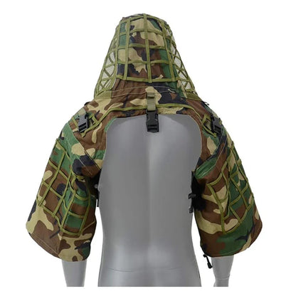 Ghillie Suit Set | Camouflage Hunting Poncho, Base, Cape & Sniper Viper Hood for Airsoft & Paintball