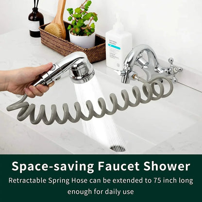 New Handheld Faucet Diverter Valve Set – Adjustable Shower Head Adapter for Home Bathroom & Kitchen Faucets