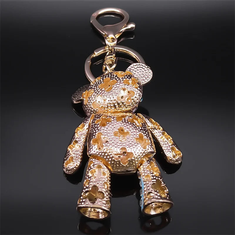 Colorful Crystal Bear Keychain - Cute Rhinestone Alloy Bag Charm & Fashion Keyring