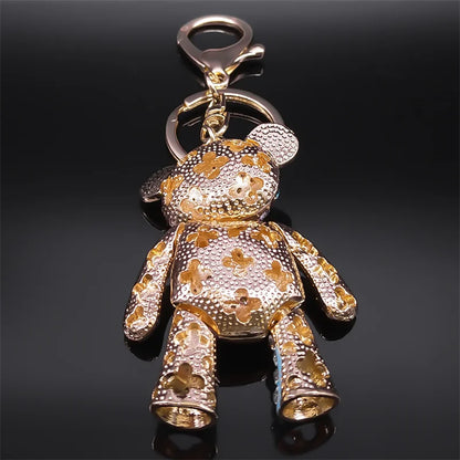 Colorful Crystal Bear Keychain - Rhinestone Alloy Bag Charm, Fashion Key Ring & Jewelry Accessory