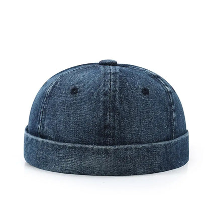 Fashion Denim Docker Cap - Adjustable Brimless Sailor Hat for Men & Women
