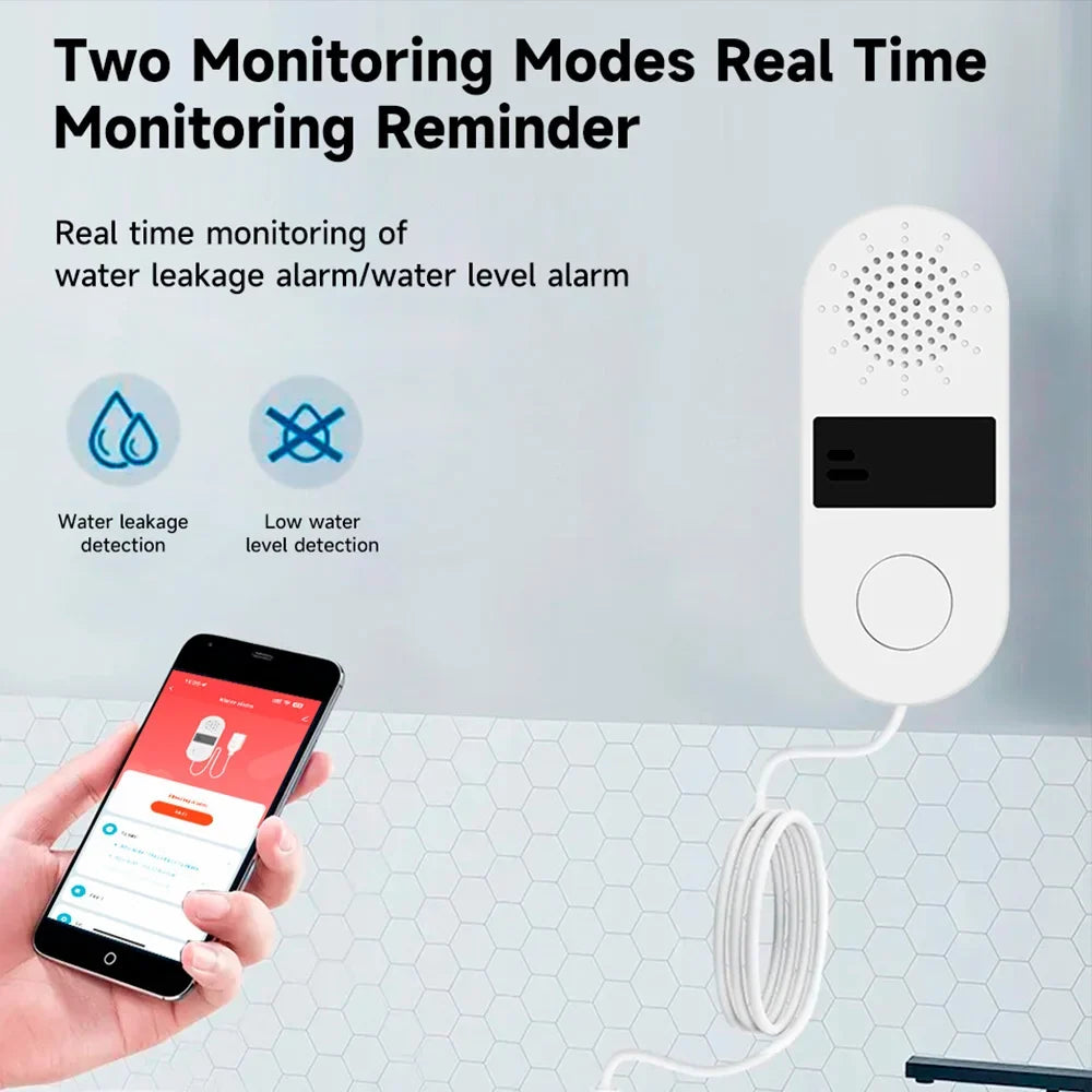 Tuya WiFi Water Leak Sensor - 130DB Smart Flood Detector with App Alerts for Home Security Protection