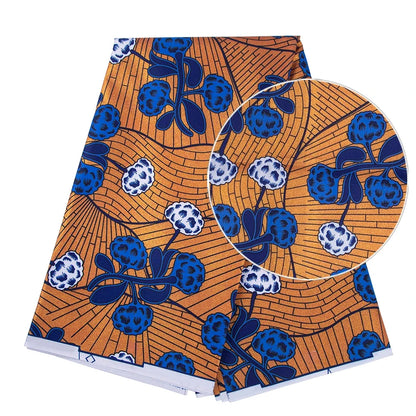 Nigerian Golden Super Ankara Fabric - Glitter Wax Batik Print for Sewing & Crafts