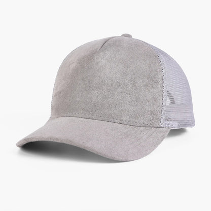 5 Panel Suede Trucker Hat - Solid Color Mesh Baseball Cap for Men & Women