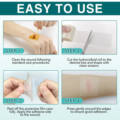 Hydrocolloid Band Aid Dressings - Extra Thin Waterproof Self-Adhesive Wound Care & Scar Cover Tape